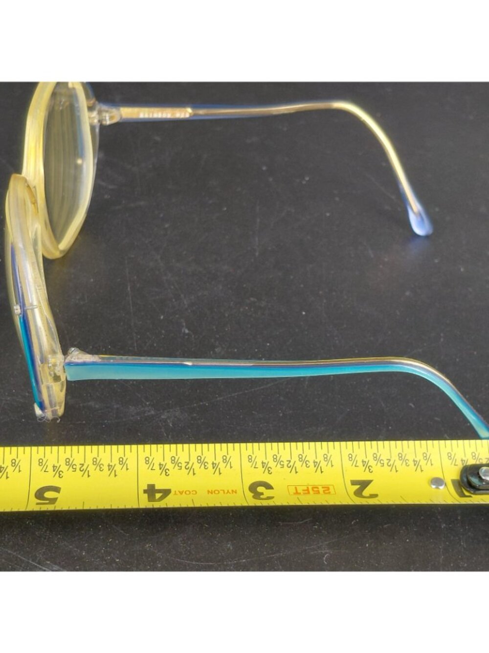 Vintage Rainbow Eye Glasses 80s Blue Yellow Oversized Butterfly Clear Retro M23 - Picture 12 of 16